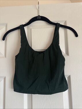aerie Dark Green Scoop Neck Cropped Active Tank